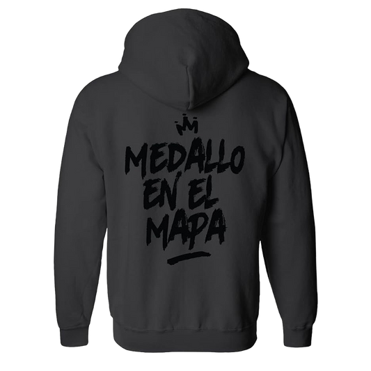 Medallo En El Mapa Black Zip Up Hoodie