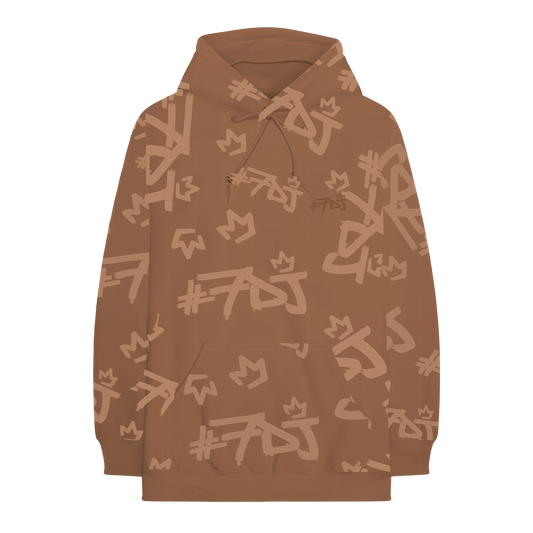 #7DJ Tan Logo All-Over Hoodie