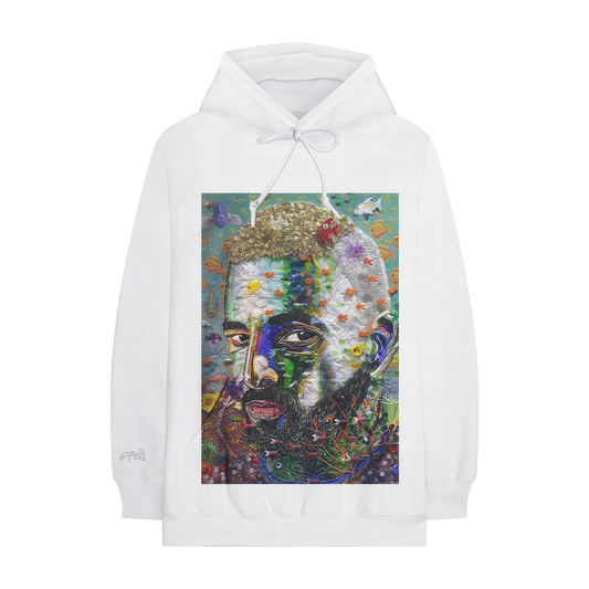#7DJ Portrait White Hoodie